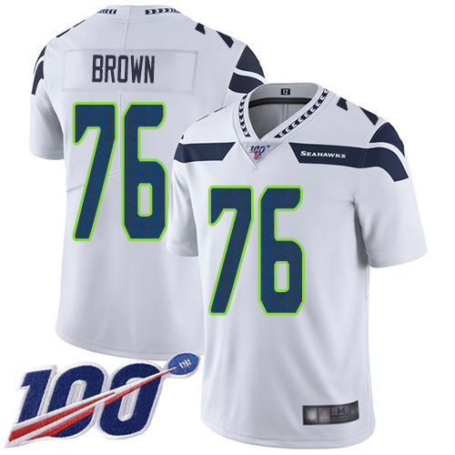 Seattle Seahawks Limited White Men Duane Brown Road Jersey NFL Football #76 100th Season Vapor Untouchable